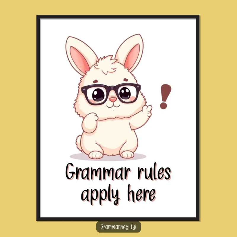 Funny Bunny Punctuation Poster - Grammar Art for a Laugh - Perfect Gift