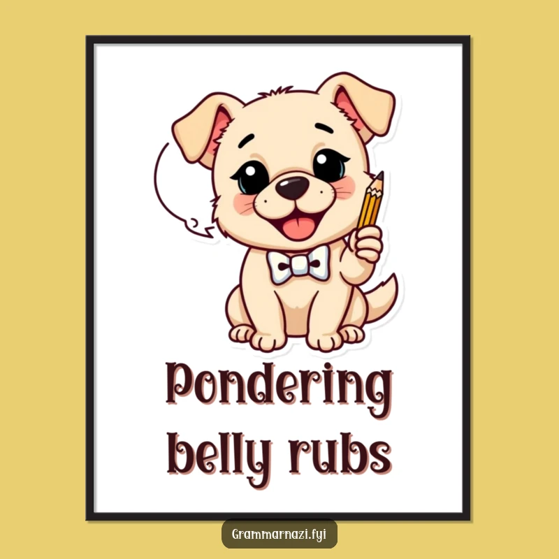 Funny Dog Bow Tie Poster: Brainstorming Art, Perfect Funny Gift Decor