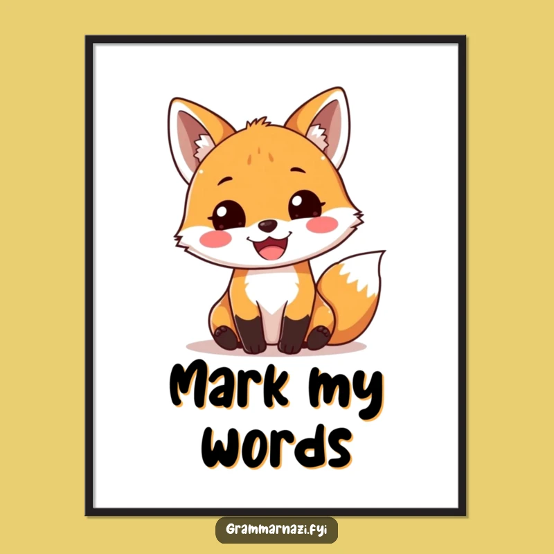 Funny Fox Exclamation Poster: Joyful Grammar Art for Your Walls