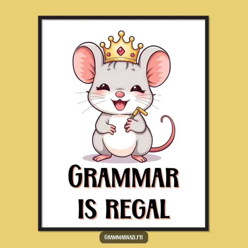 Funny Mouse Crown Polisher Poster - Hilarious Art for the Wordy Wall