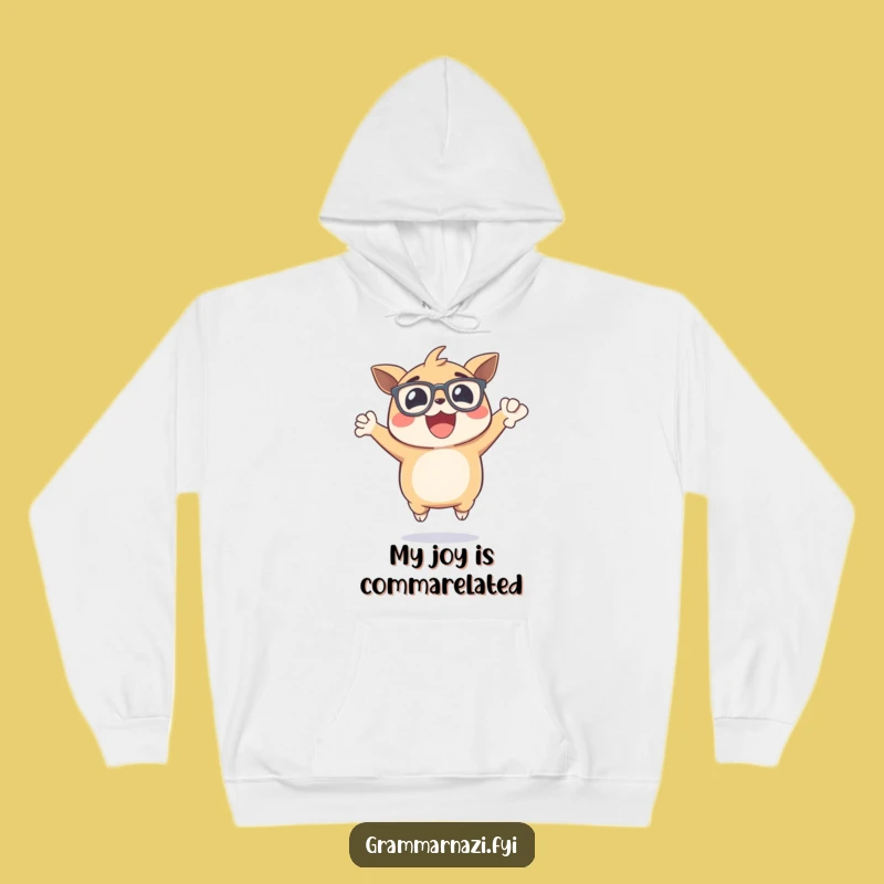 Cozy Funny Comma Enthusiast Hoodie: Excited Creature, Perfect Punctuation, Warm Gift