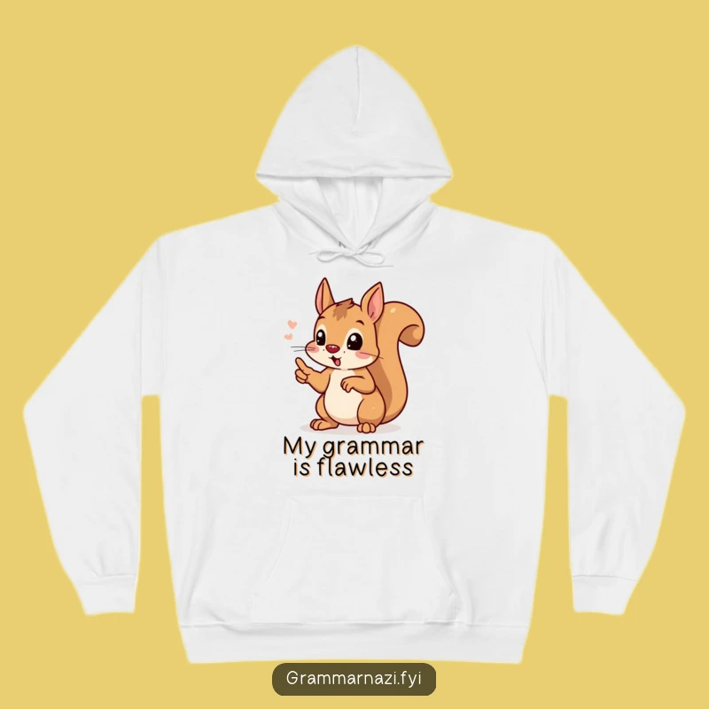 Cozy Funny Grammar Squirrel Hoodie: Warm & Hilarious Gift for Writers