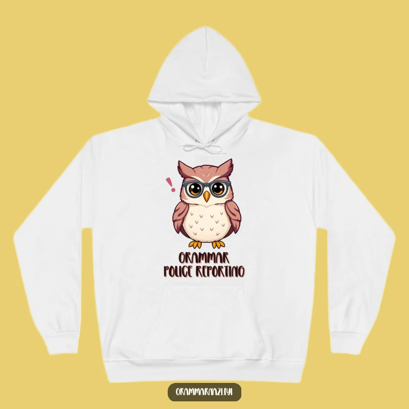 Funny Owl Grammar Hoodie: Cozy Proud Spectacles, Perfect Funny Gift for Bookworms