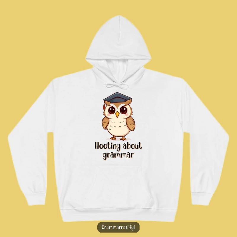 Funny Owl Mortarboard Hoodie - Cozy Grammar Guardian Gift