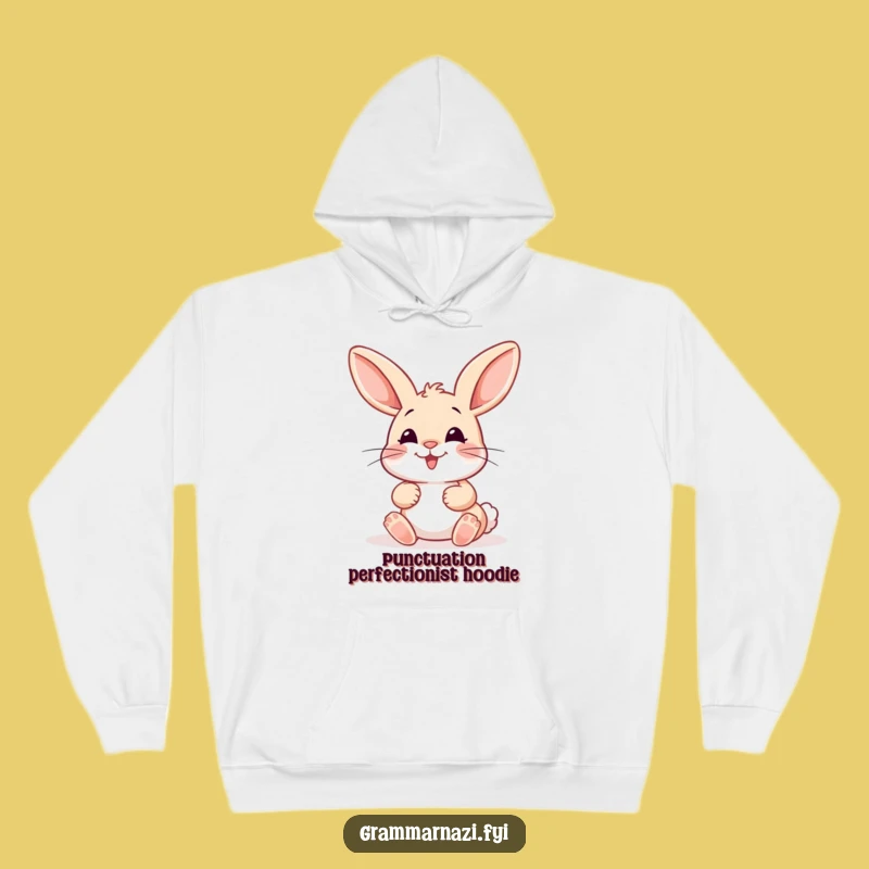 Funny Bunny Colon Corrector Hoodie: Cozy Grammar Humor for Punctuation Lovers