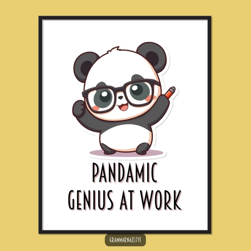 Free Printable Panda Wall Art: Funny Glasses Panda Pen Decor Download