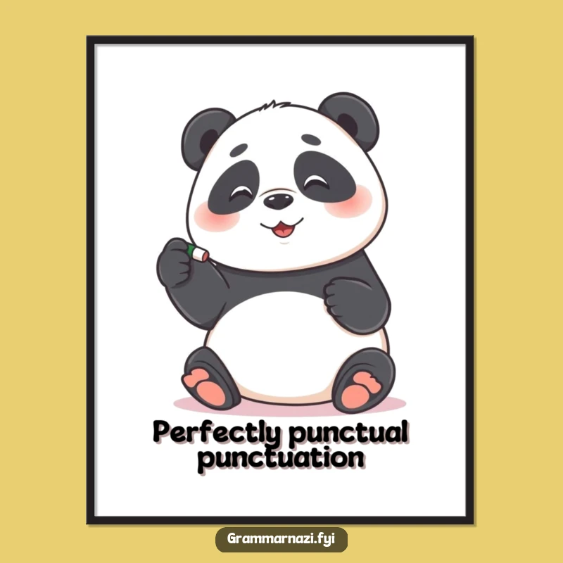 Free Printable Wall Art: Funny Panda Grammar Pun, Humorous Downloadable Decor!