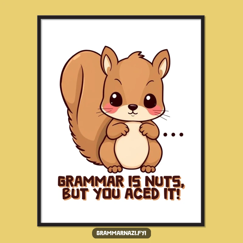 Free Printable Wall Art: Funny Squirrel Grammar Expert - Quirky Decor Download!