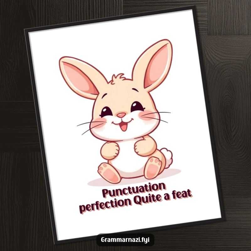 Funny Free Printable Wall Art: A focused bunny meticulously corrects a grammatical error, bringing humor and intelligence to decor.