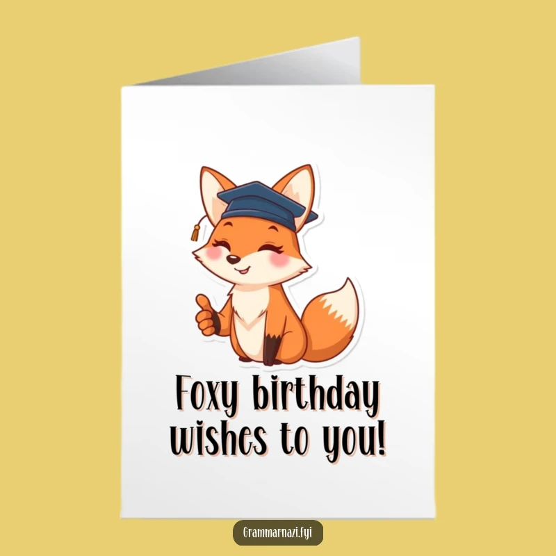 Free Printable Fox Birthday Card - Cheerful Grad Cap Downloadable Gift