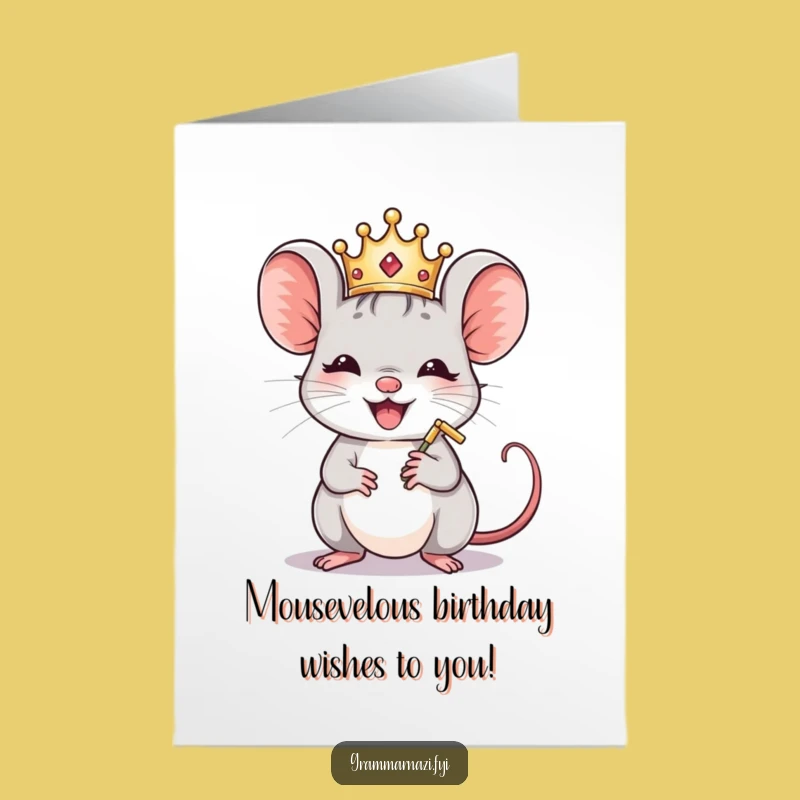 Free Printable Funny Mouse Birthday Card - A Royal Celebration with Punctuation Perfection!