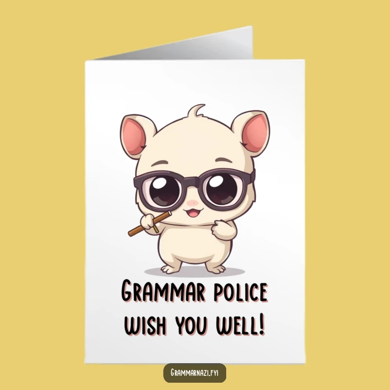 Funny Free Printable Birthday Card: Bespectacled Creature Erasing Errors