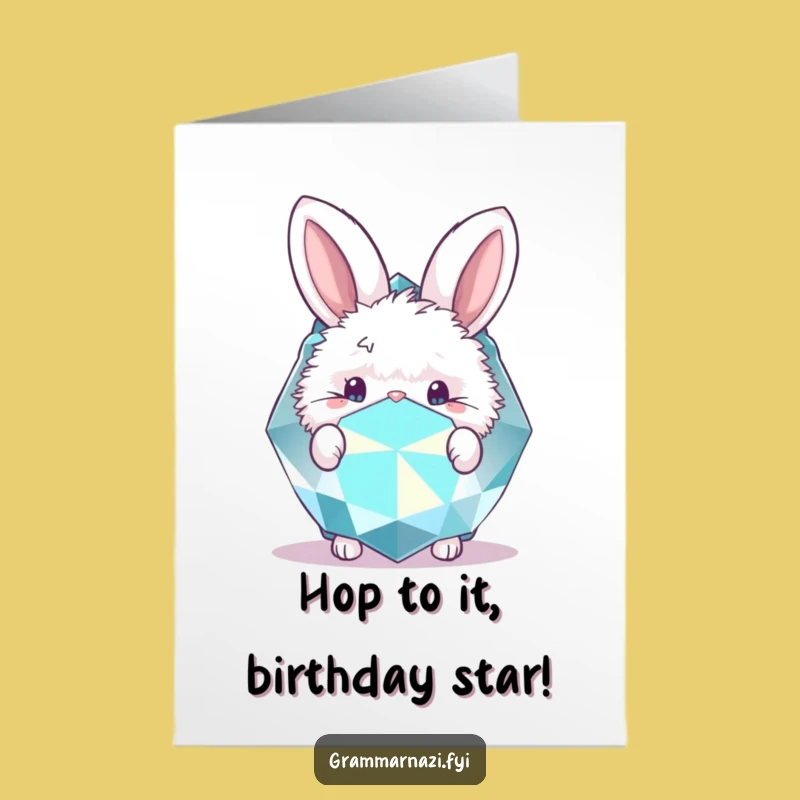 Free Printable Birthday Card: Bunny Gem, Whimsical Downloadable Gift for a Special Gem