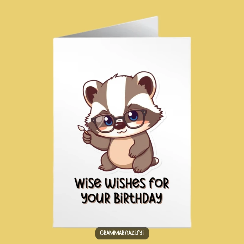 Studious Free Printable Kawaii Badger Birthday Card - Sharp Downloadable Wit Gift
