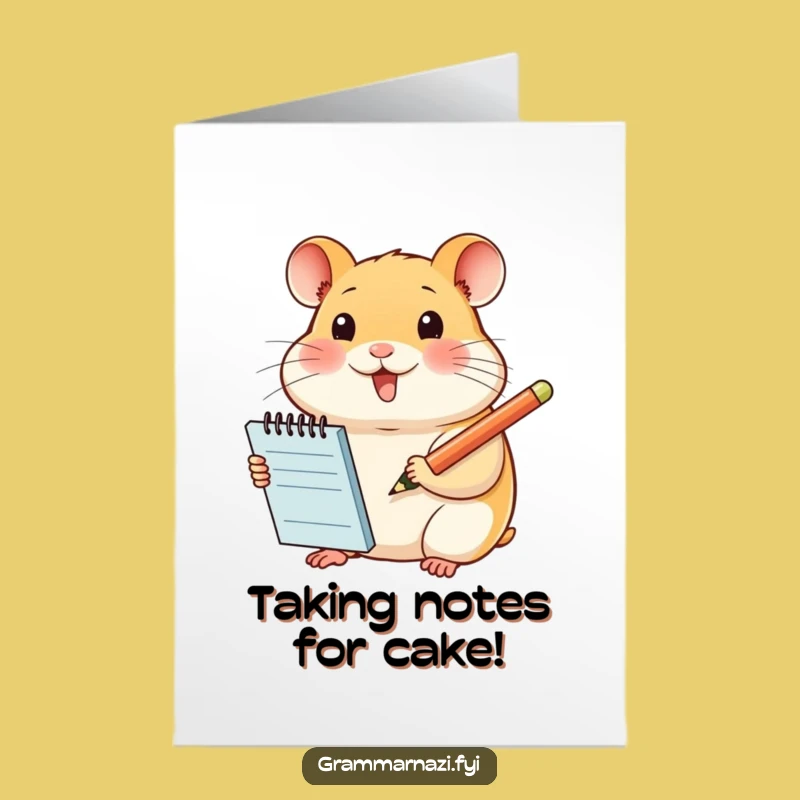 Free Printable Funny Hamster Birthday Card - Adorable Note-Taking Pal Downloadable Gift