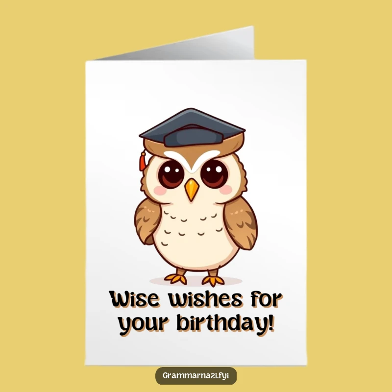 Free Printable Owl Birthday Card - Funny Punctuation Grad Gift Download