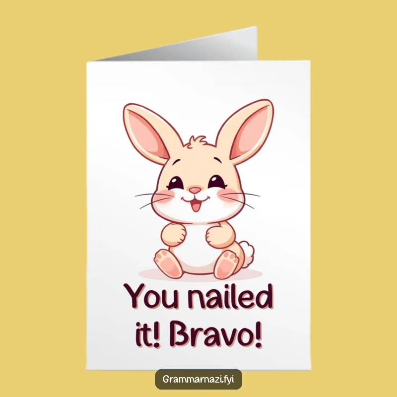 Free Printable Bunny Grammar Card: Funny Congrats Downloadable, Perfect DIY Gift!