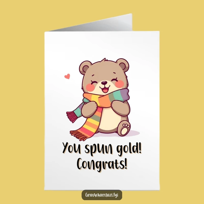 Free Printable Congrats Card: Bear Knits Success, Downloadable Humorous Gift