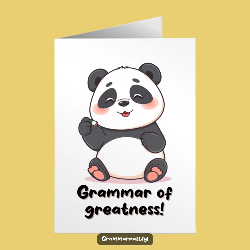 Free Printable Congrats Card: Funny Panda Grammar Pun, Hilarious Downloadable Gift!