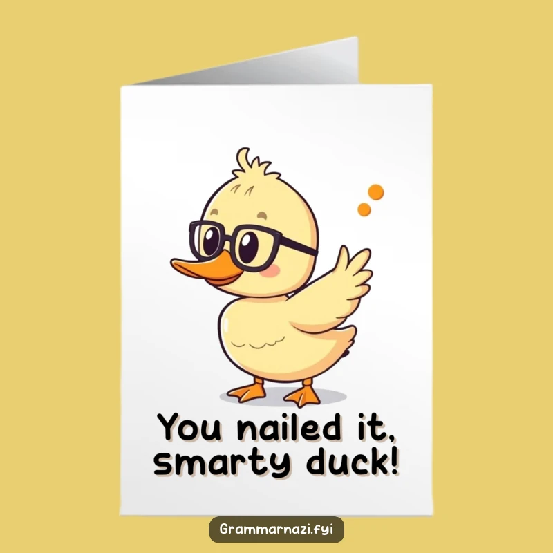 Free Printable Duckling Congrats Card: Punctuation Pro DIY Downloadable Gift