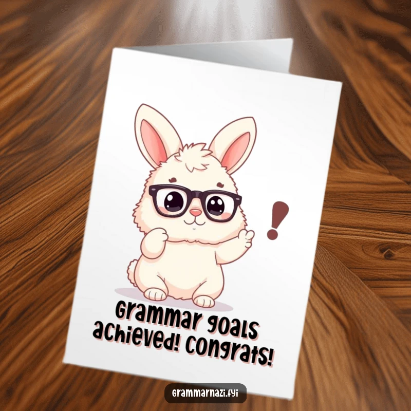 Funny Free Printable Congratulations Card: Wise owl in mortarboard correcting grammar, a witty topper for any achievement.