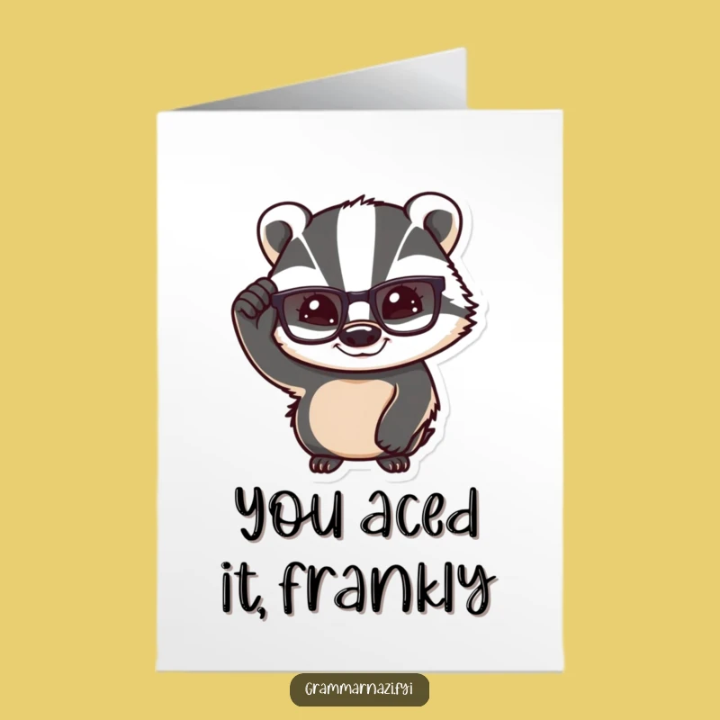 Free Printable Congrats Card: Wise Badger Glasses Success - Downloadable E-Card