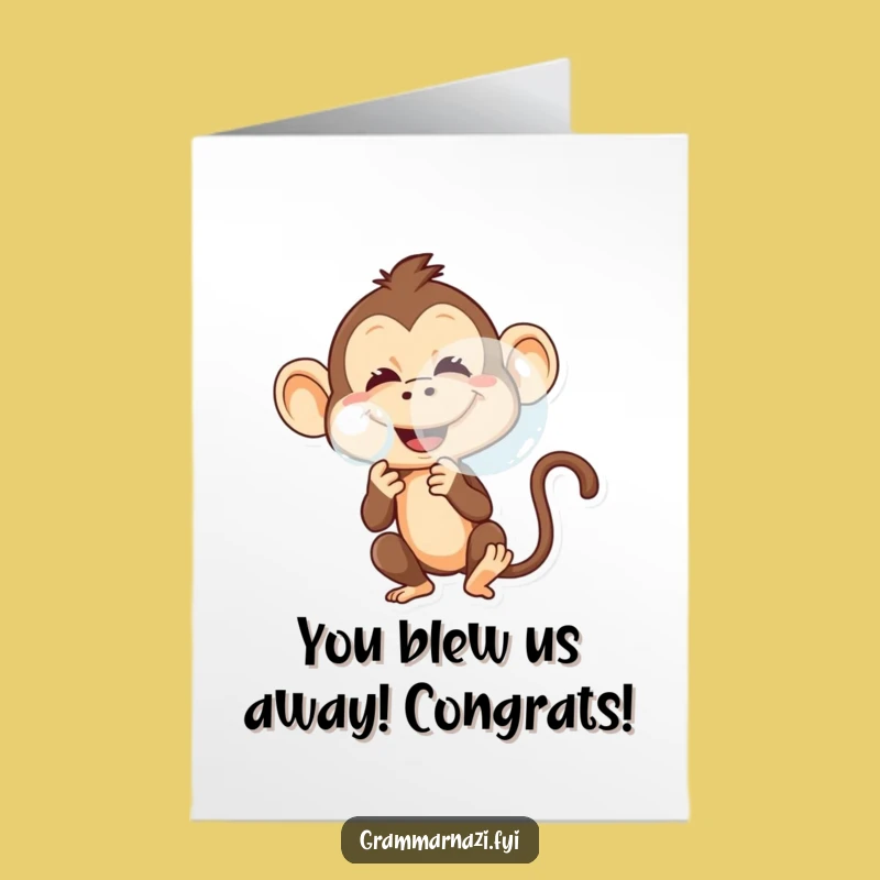 Free Printable Congrats Card: Monkey Bubble Surprise, Downloadable Funny Gift