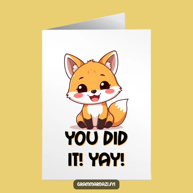 Free Printable Fox Exclamation Card: Funny Congrats Downloadable, Perfect DIY Gift!