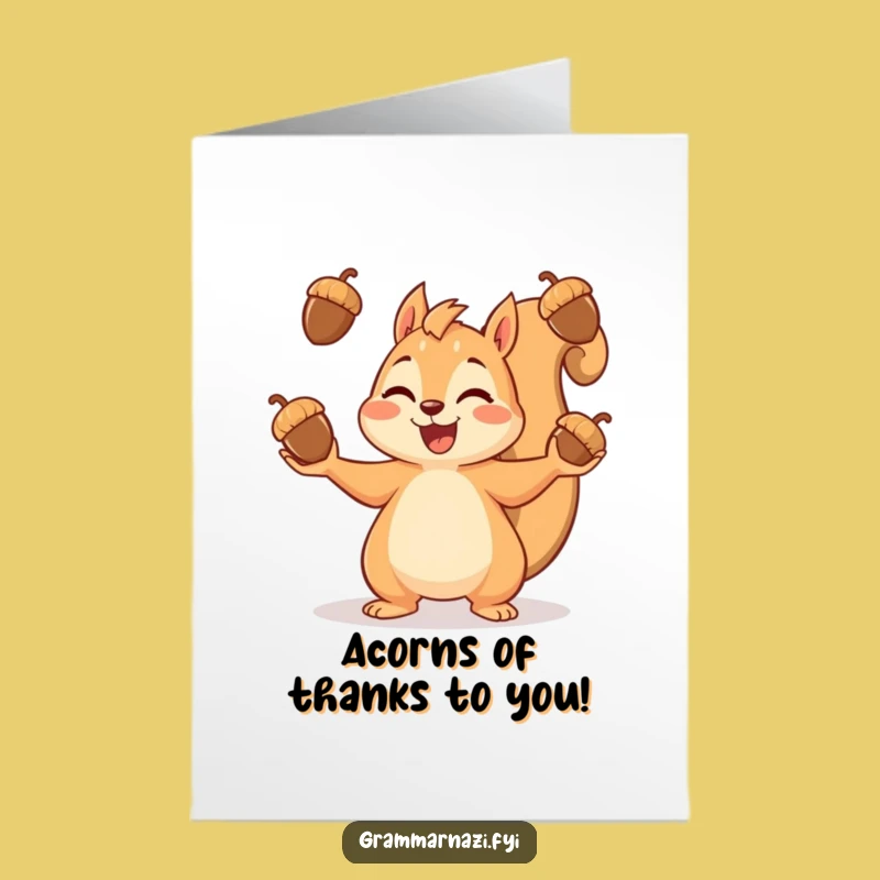 Free Printable Thank You Card: Squirrel's Acorn Gratitude Funny Downloadable Expression of Thanks