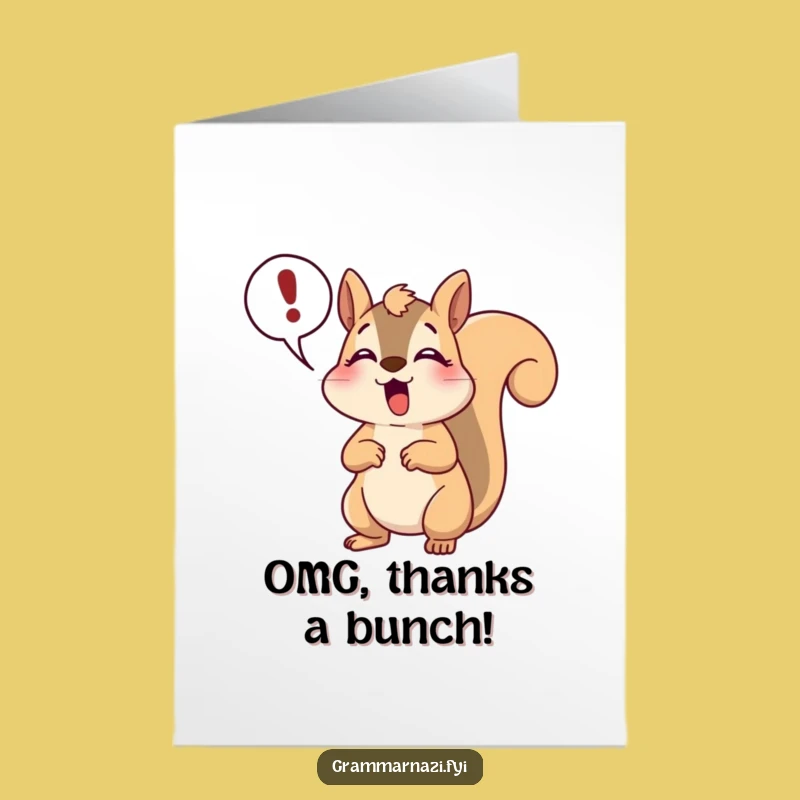 Free Printable Squirrel Thank You Card: Amazed Gratitude DIY Downloadable Gift