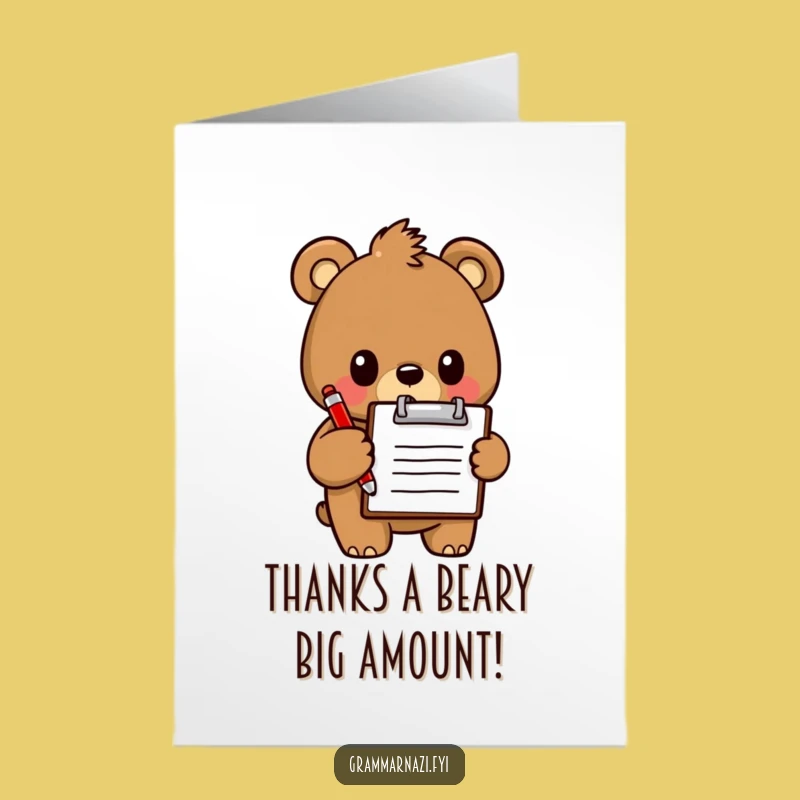 Free Printable Thank You Card: Bear Approval Funny, Perfect Downloadable Gift