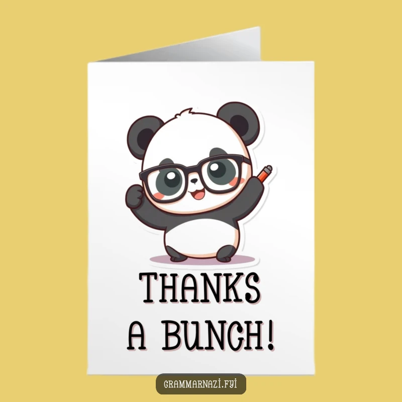 Free Printable Panda Thank You Card: Funny Glasses Panda Pen Gift