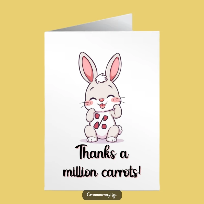 Free Printable Thank You Card: Bunny Grammar Correction, Perfect Downloadable Gift