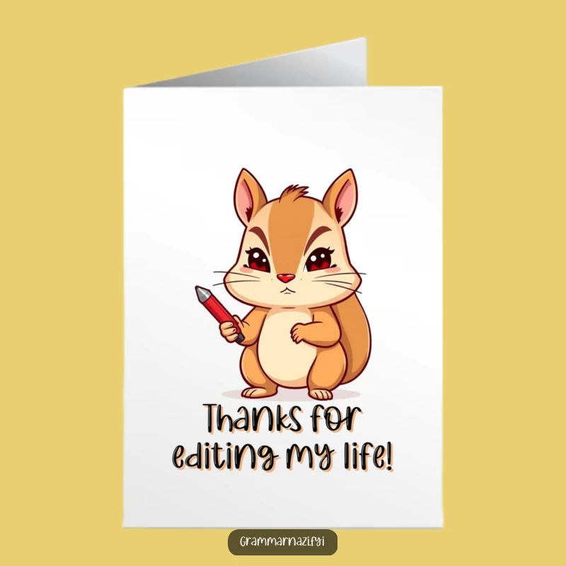 Free Printable Squirrel Thank You Card - Funny Red Pen Downloadable Gift