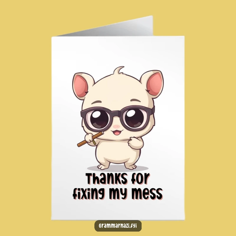 Hilarious Free Printable Thank You Card: Apostrophe Eraser Creature