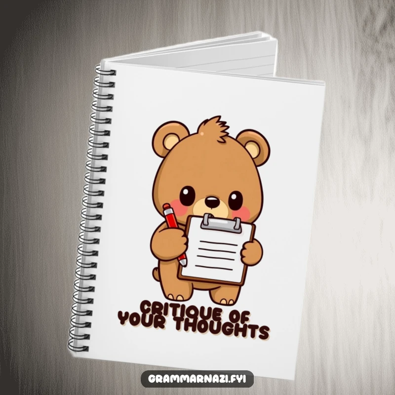 Funny Notebook: A determined bear holds a clipboard and red pen, perfect for jotting down important notes.