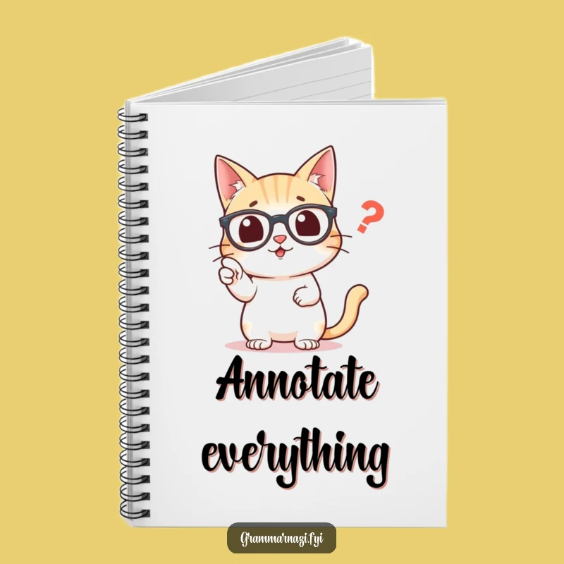 Funny Grammar Cat Notebook: Jot Down Notes with Punctuation Precision