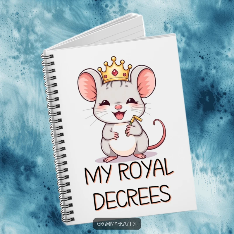 Funny Mouse Crown Polisher Notebook: A crowned mouse polishes a comma, inspiring accurate and funny notes.
