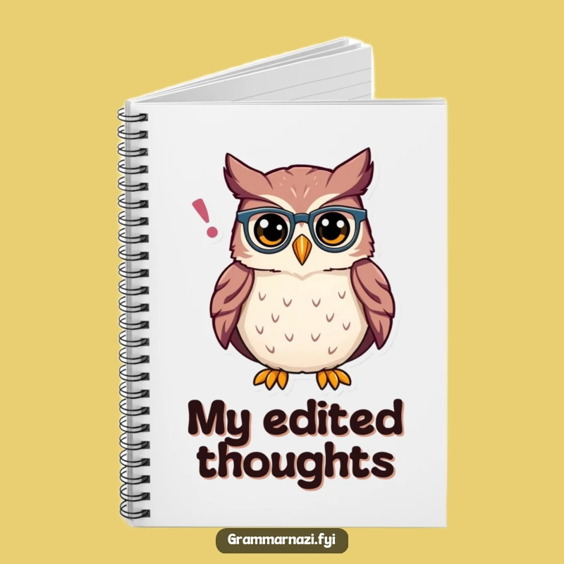 Funny Owl Grammar Notebook: Journal Proud Spectacles, Perfect Funny Gift for Writers