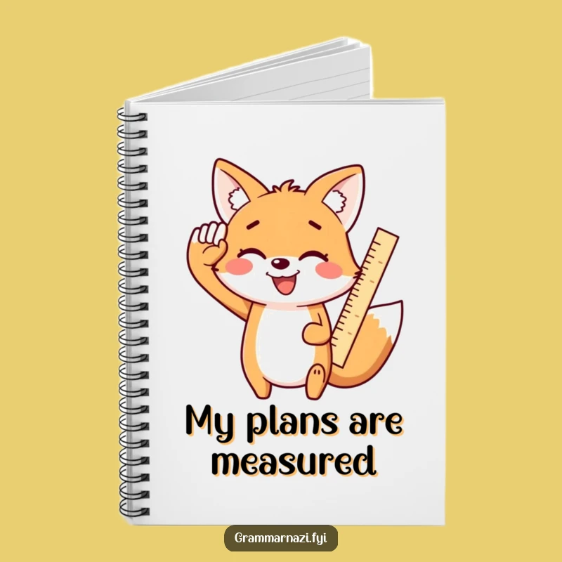 Funny Kawaii Fox Salute Notebook, Enthusiastic Ruler Journal Gift