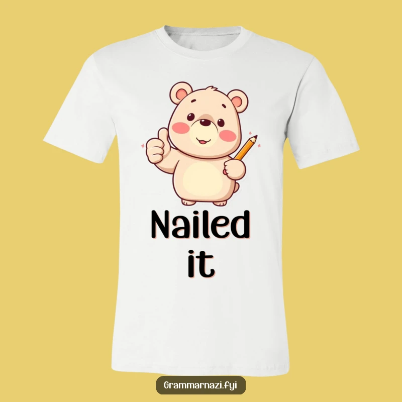Funny Bear Thumbs Up T-Shirt: Show Your Approval with Pencil Power