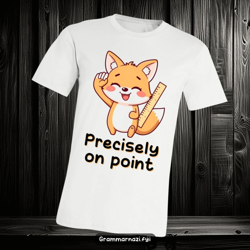 Funny Kawaii Fox T-Shirt: A smiling, cute fox enthusiastically salutes with a ruler, promoting a cheerful and precise attitude.