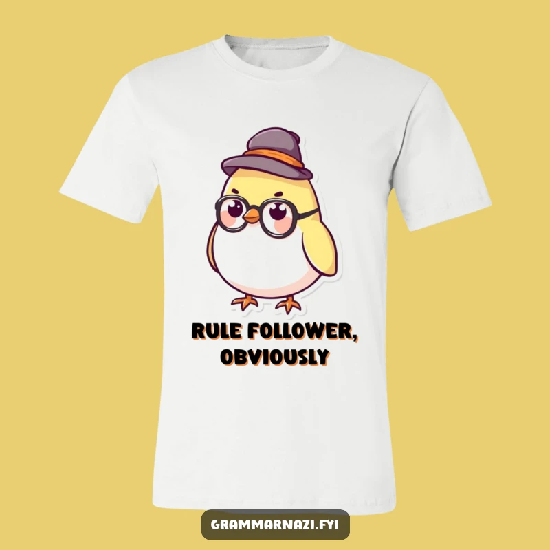 Smarty Pants Funny Bird T-Shirt: Stern Hat & Glasses, Quirky Gift