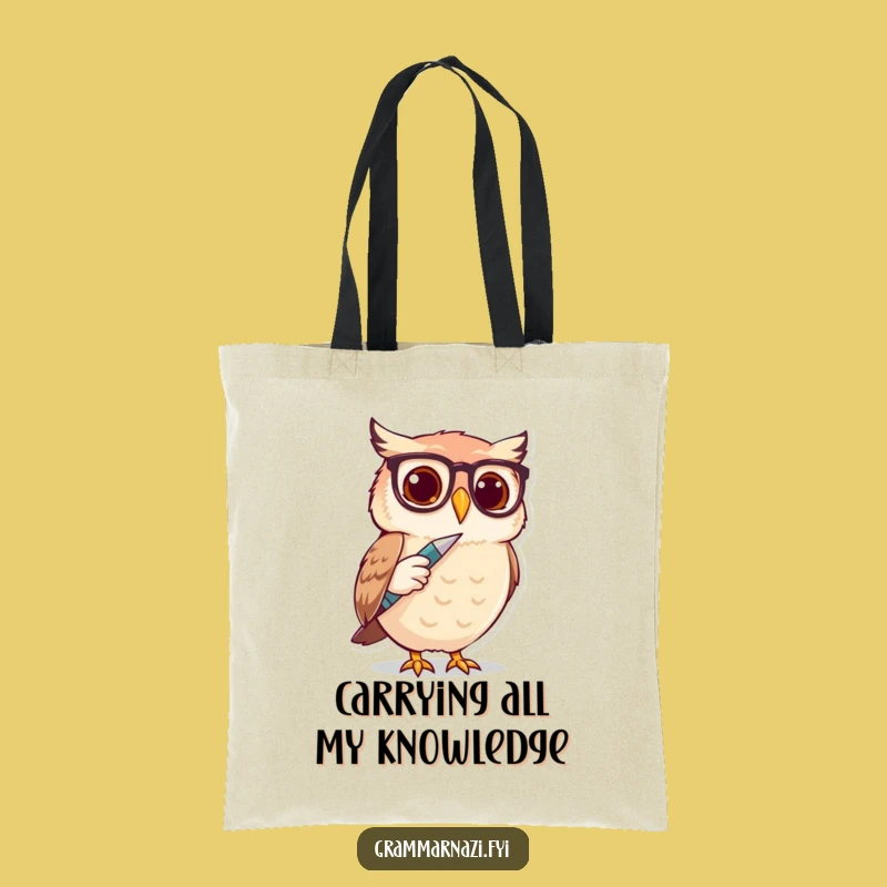 Funny Owl Spectacle Writer Tote Bag - Carry Your Books with Comedic Flair