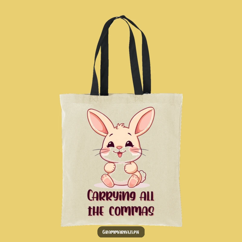 Funny Bunny Colon Correcting Tote Bag: Stylish Grammar Accessory for Book Lovers