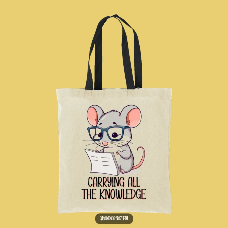 Funny Mouse Scholar Tote Bag: Carry Your Books & Laughs in Style!