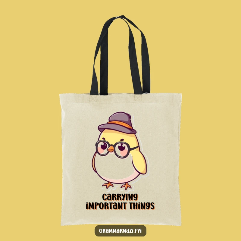 Brainy Bird Funny Tote Bag: Stern Scholar, Practical Gift for Students