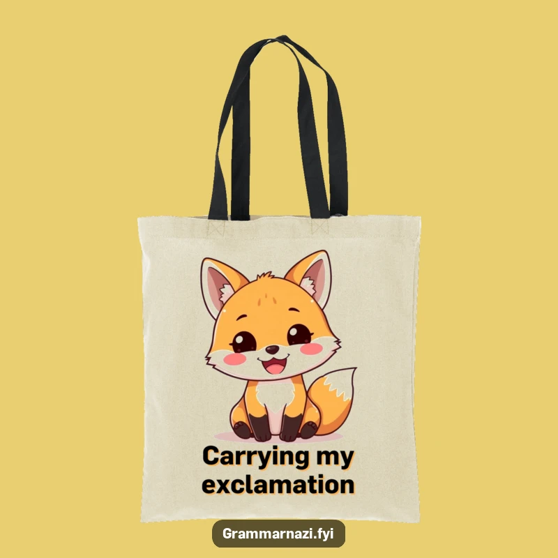 Funny Fox Exclamation Tote Bag: Carry Your Joy with Grammar Style