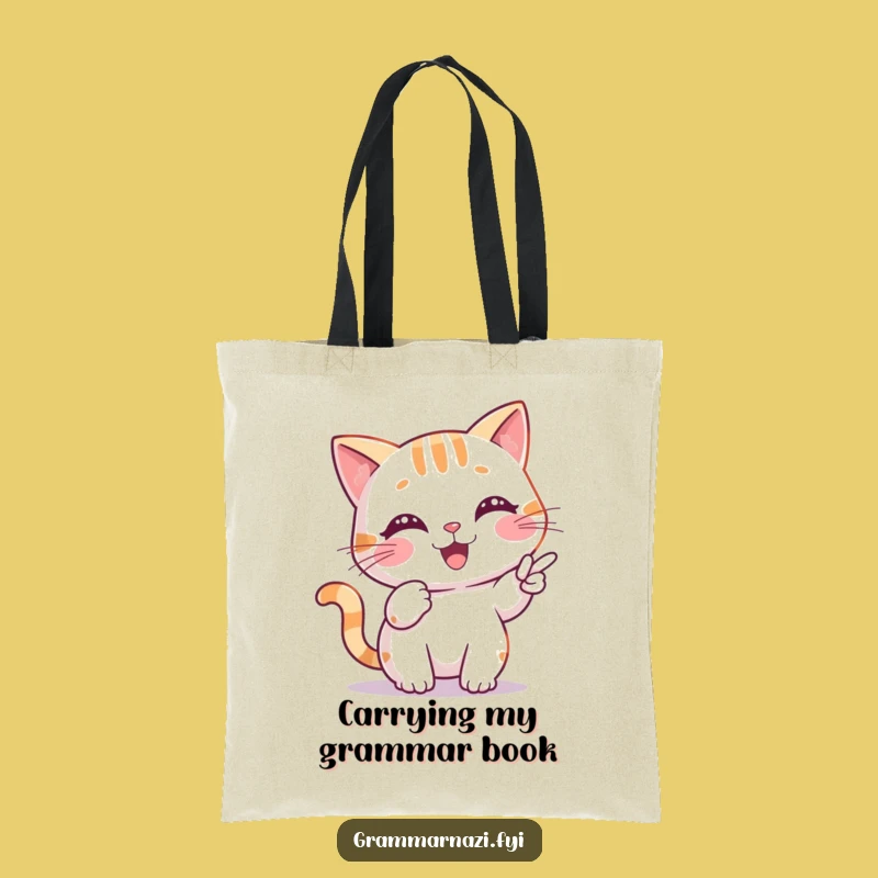 Grammar Police Cat Funny Tote Bag: Comma Expert, Practical Gift