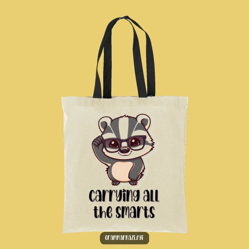 Funny Confident Badger Tote Bag: Carry Your Knowledge with Knowing Style